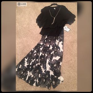 Floral Maxi Skirt w Jewel Embellishments